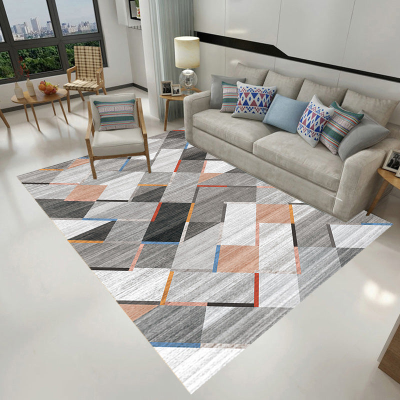 Contemporary Geometric Pattern Rug with Stripe Multicolor Polyester Rug Non-Slip Backing Washable Pet Friendly Carpet for Bedroom Clearhalo 'Area Rug' 'Modern' 'Rugs' Rug' 1780359