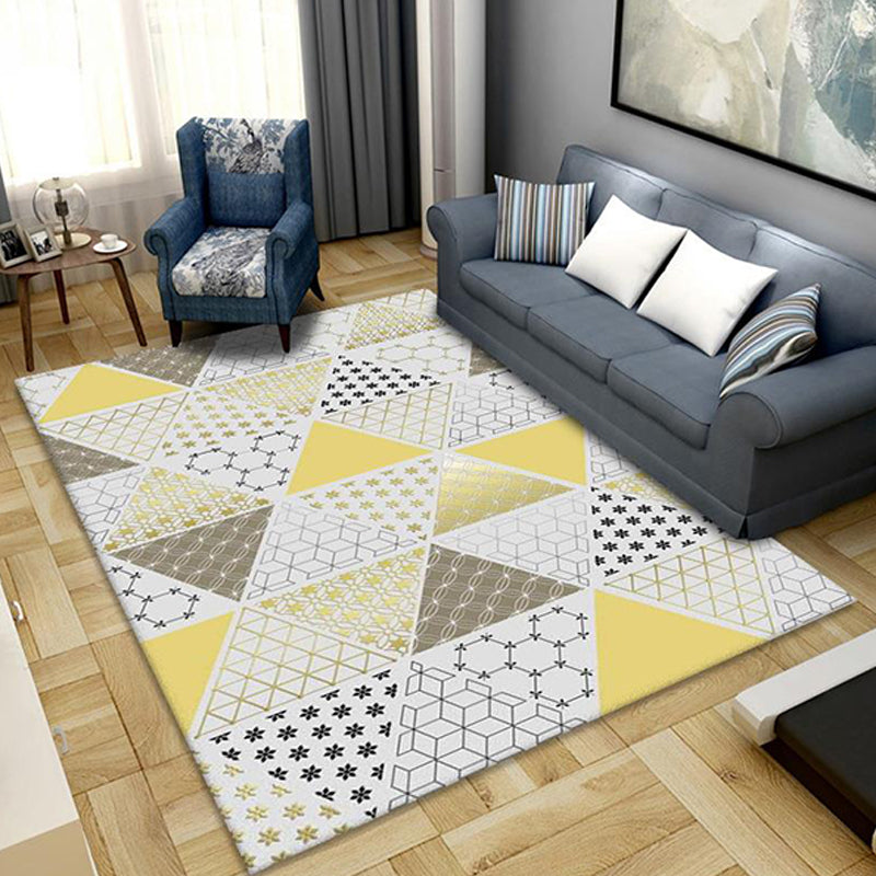 Modernist Geometric Pattern Rug with Stripe Multicolor Polyester Rug Non-Slip Backing Washable Pet Friendly Carpet for Bedroom Yellow Clearhalo 'Area Rug' 'Modern' 'Rugs' Rug' 1780409