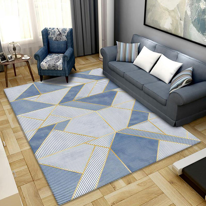 Modernist Geometric Pattern Rug with Stripe Multicolor Polyester Rug Non-Slip Backing Washable Pet Friendly Carpet for Bedroom Blue Clearhalo 'Area Rug' 'Modern' 'Rugs' Rug' 1780414