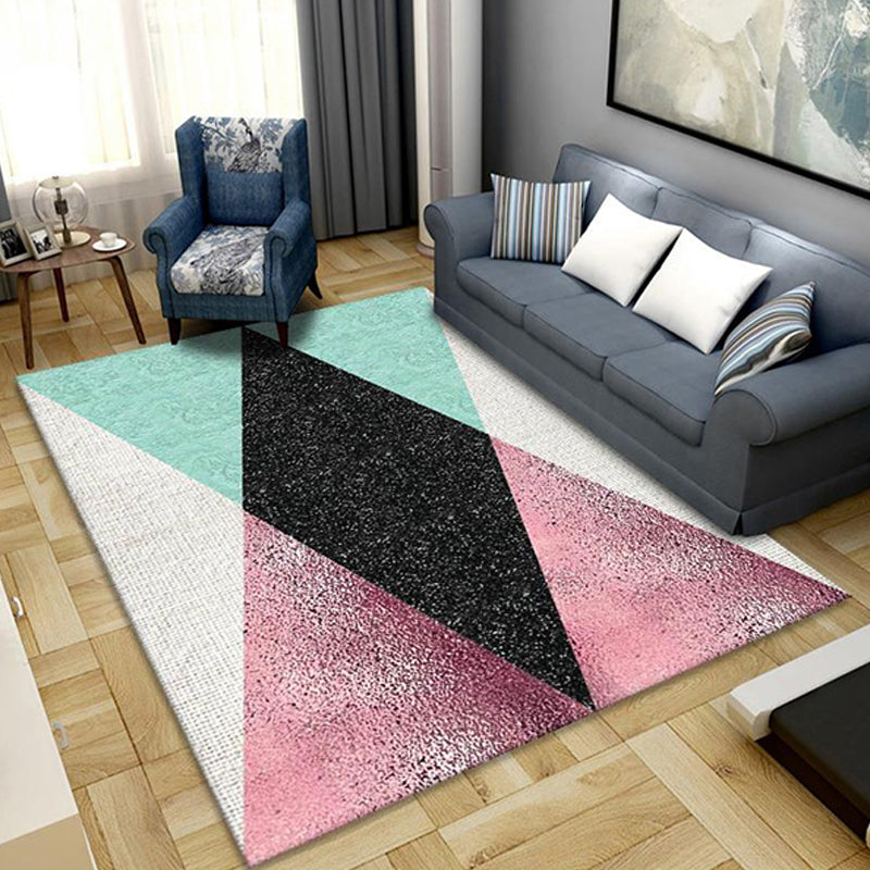 Modernist Geometric Pattern Rug with Stripe Multicolor Polyester Rug Non-Slip Backing Washable Pet Friendly Carpet for Bedroom Black Clearhalo 'Area Rug' 'Modern' 'Rugs' Rug' 1780415