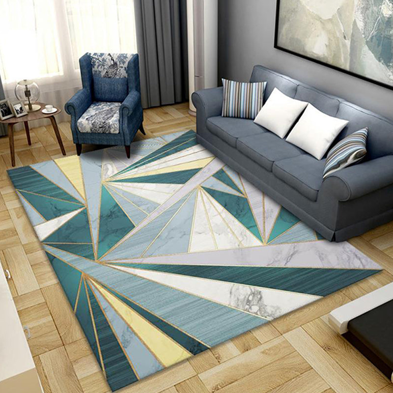 Modernist Geometric Pattern Rug with Stripe Multicolor Polyester Rug Non-Slip Backing Washable Pet Friendly Carpet for Bedroom Green Clearhalo 'Area Rug' 'Modern' 'Rugs' Rug' 1780417