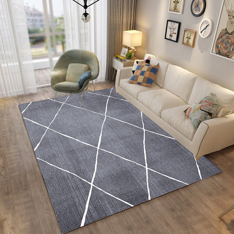 Creative Grey Modernist Rug Polyester Geometric Rug Washable Pet Friendly Non-Slip Carpet for Living Room Clearhalo 'Area Rug' 'Modern' 'Rugs' Rug' 1780419