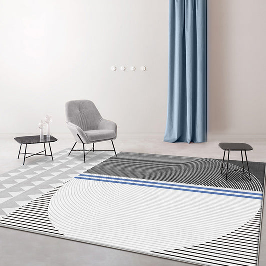 Modernist Geometric Pattern Rug with Stripe Grey Polyester Rug Non-Slip Backing Washable Pet Friendly Carpet for Home Grey Clearhalo 'Area Rug' 'Modern' 'Rugs' Rug' 1780460