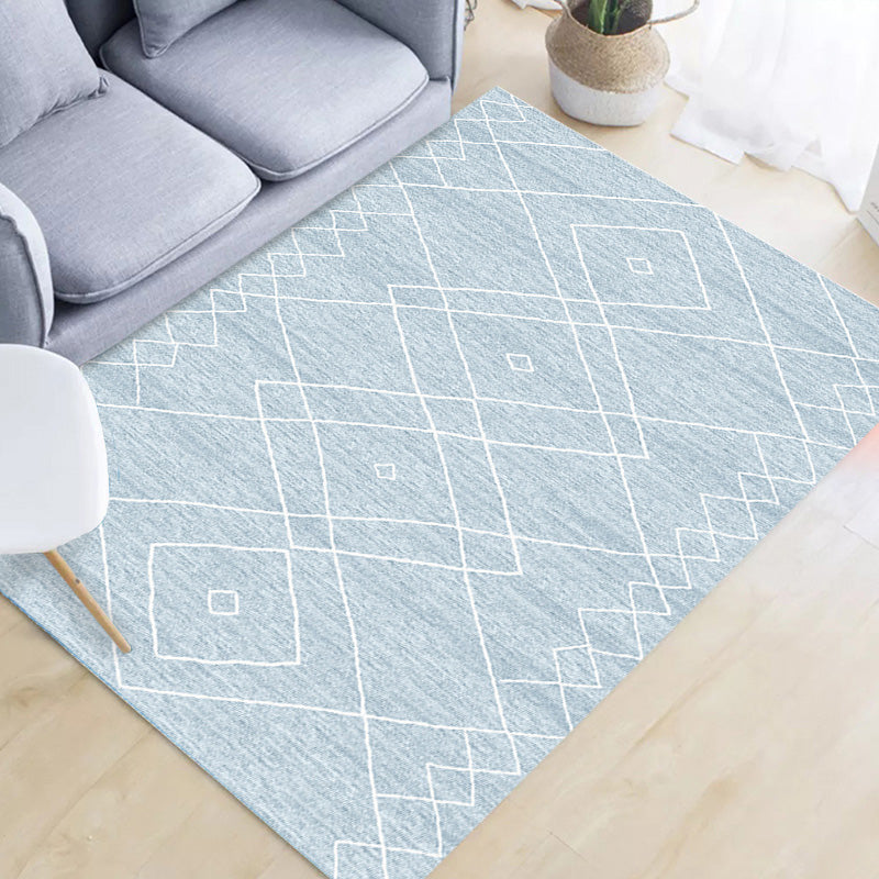 Funky Modernism Rug Blue and Grey Geometric Pattern Rug Pet Friendly Anti-Slip Washable Area Rug for Decoration Sky Blue Clearhalo 'Area Rug' 'Modern' 'Rugs' Rug' 1780481