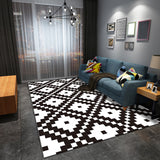 Modernist Checked Pattern Rug Black and White Polyester Rug Non-Slip Backing Washable Pet Friendly Carpet for Bedroom White Clearhalo 'Area Rug' 'Modern' 'Rugs' Rug' 1780543