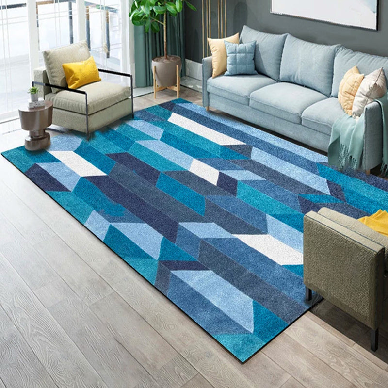 Multicolor Geometric Pattern Rug Polyester Contemporary Rug Washable Anti-Slip Pet Friendly Area Rug for Study Lake Blue Clearhalo 'Area Rug' 'Modern' 'Rugs' Rug' 1780564