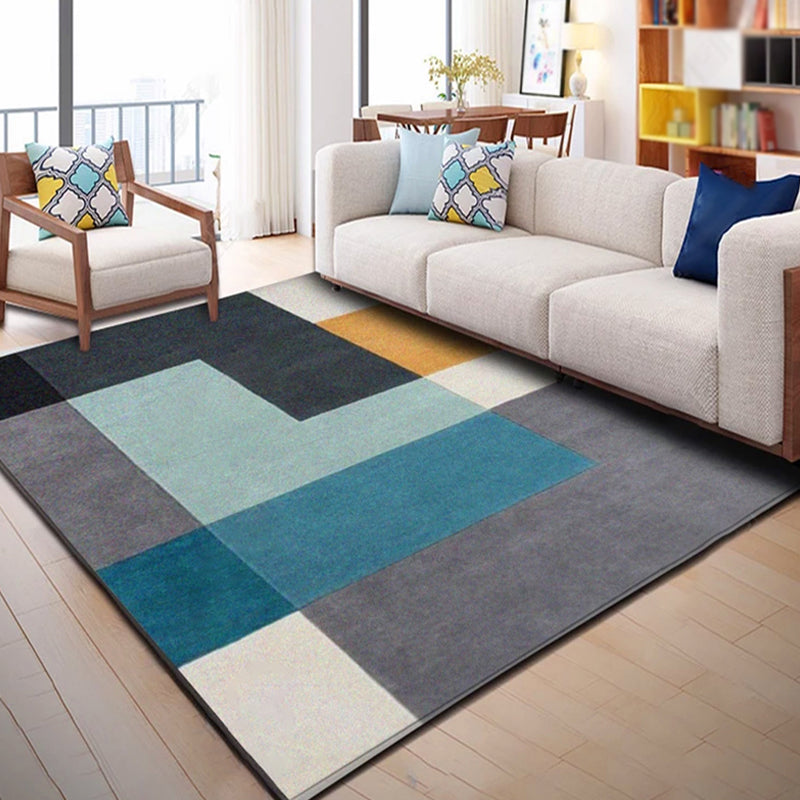 Multicolor Geometric Pattern Rug Polyester Contemporary Rug Washable Anti-Slip Pet Friendly Area Rug for Study Grey Clearhalo 'Area Rug' 'Modern' 'Rugs' Rug' 1780567