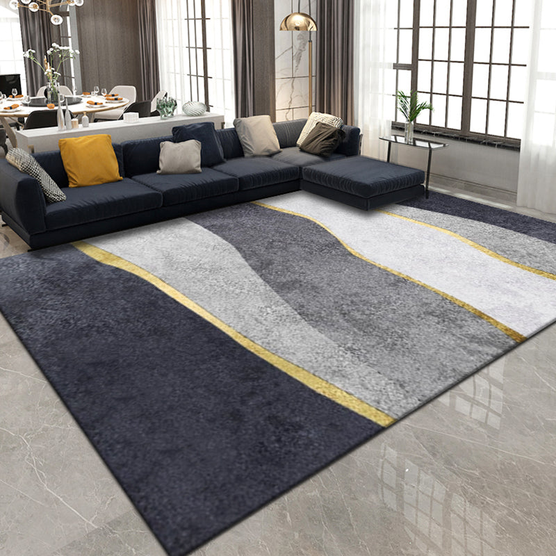 Modernist Colorblock Rug Black Multicolor Polyester Rug Non-Slip Backing Washable Pet Friendly Carpet for Home Black Clearhalo 'Area Rug' 'Modern' 'Rugs' Rug' 1780677