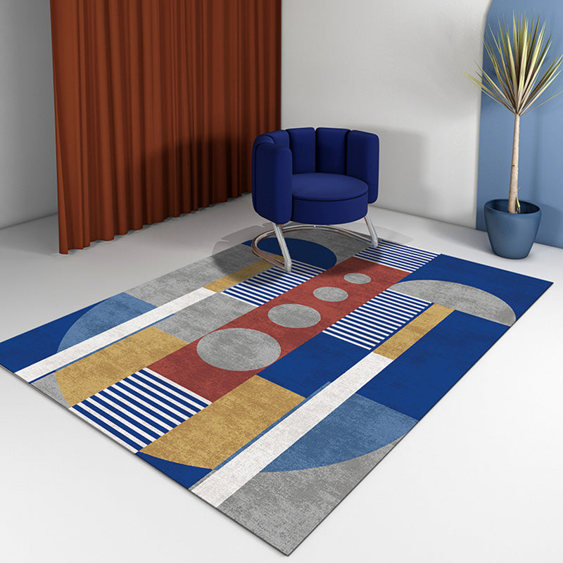 Contemporary Geometric Pattern Rug with Stripe Multicolor Polyester Rug Non-Slip Backing Washable Pet Friendly Carpet for Bedroom Clearhalo 'Area Rug' 'Modern' 'Rugs' Rug' 1780678