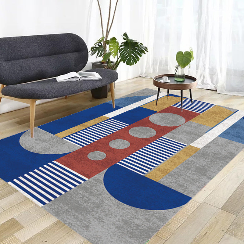 Contemporary Geometric Pattern Rug with Stripe Multicolor Polyester Rug Non-Slip Backing Washable Pet Friendly Carpet for Bedroom Clearhalo 'Area Rug' 'Modern' 'Rugs' Rug' 1780679