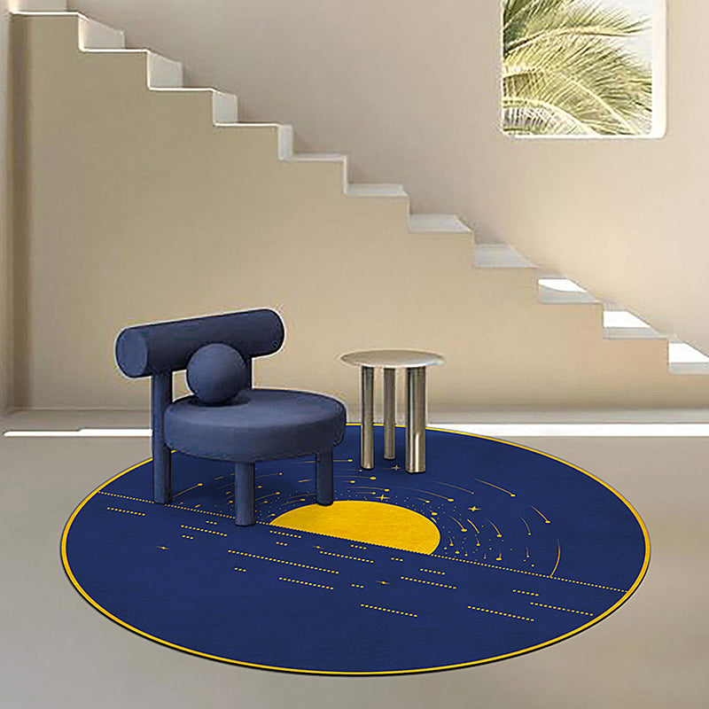 Funky Modernism Rug Blue Sun Pattern Rug Pet Friendly Anti-Slip Washable Area Rug for Decoration Blue Clearhalo 'Area Rug' 'Modern' 'Rugs' Rug' 1780815