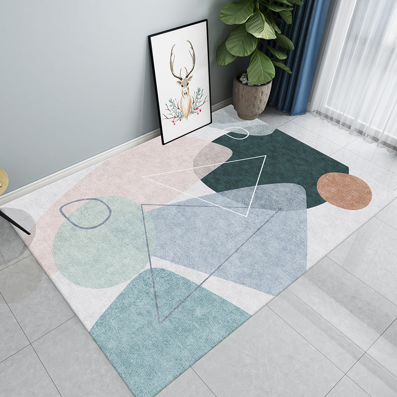 Creative Multicolor Modernist Rug Polyester Colorblock Rug Washable Pet Friendly Non-Slip Carpet for Living Room Blue 3'11" x 5'3" Clearhalo 'Area Rug' 'Modern' 'Rugs' Rug' 1780862