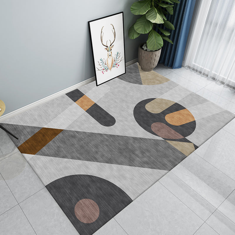 Creative Multicolor Modernist Rug Polyester Colorblock Rug Washable Pet Friendly Non-Slip Carpet for Living Room Grey 3'11" x 5'3" Clearhalo 'Area Rug' 'Modern' 'Rugs' Rug' 1780863