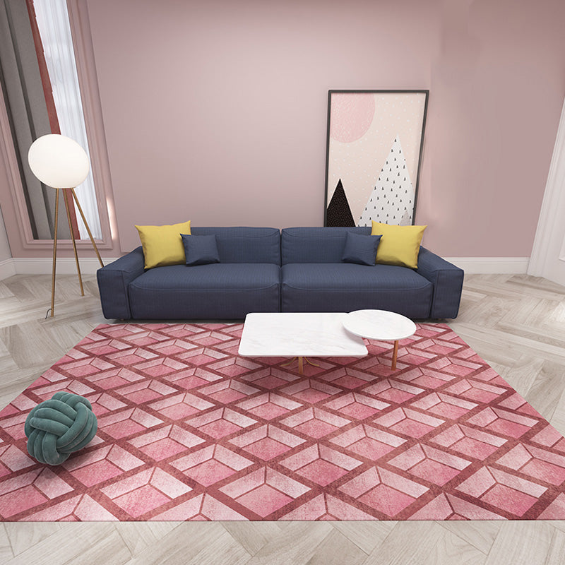 Stylish Modernist Rug Polyester Geometric Pattern Rug Washable Pet Friendly Non-Slip Carpet for Living Room Pink Clearhalo 'Area Rug' 'Modern' 'Rugs' Rug' 1780875