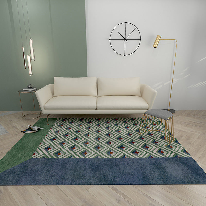 Stylish Modernist Rug Polyester Geometric Pattern Rug Washable Pet Friendly Non-Slip Carpet for Living Room Dark Green Clearhalo 'Area Rug' 'Modern' 'Rugs' Rug' 1780878