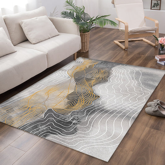 Grey Swirl Stripe Pattern Rug Polyester Modern Rug Washable Anti-Slip Pet Friendly Area Rug for Living Room Grey Clearhalo 'Area Rug' 'Modern' 'Rugs' Rug' 1780885