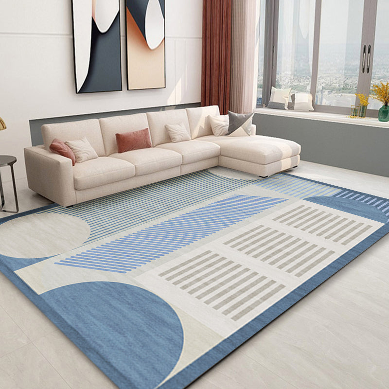 Stylish Modernism Rug Striped Pattern Rug Pet Friendly Anti-Slip Washable Area Rug for Decoration Blue Clearhalo 'Area Rug' 'Modern' 'Rugs' Rug' 1780893