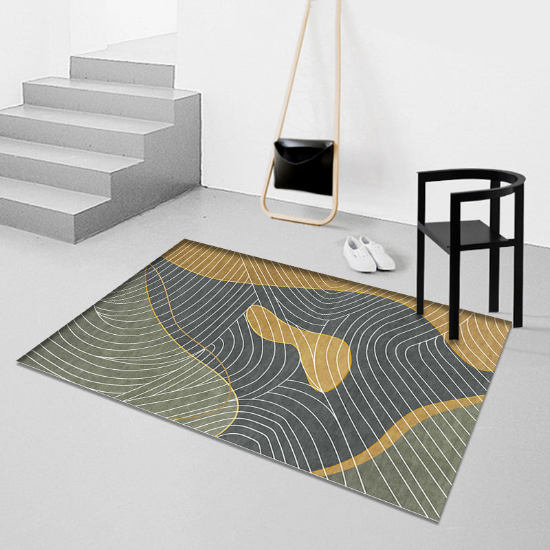 Swirl Striped Pattern Rug Polyester Modern Rug Washable Anti-Slip Pet Friendly Area Rug for Living Room Green Clearhalo 'Area Rug' 'Modern' 'Rugs' Rug' 1780936