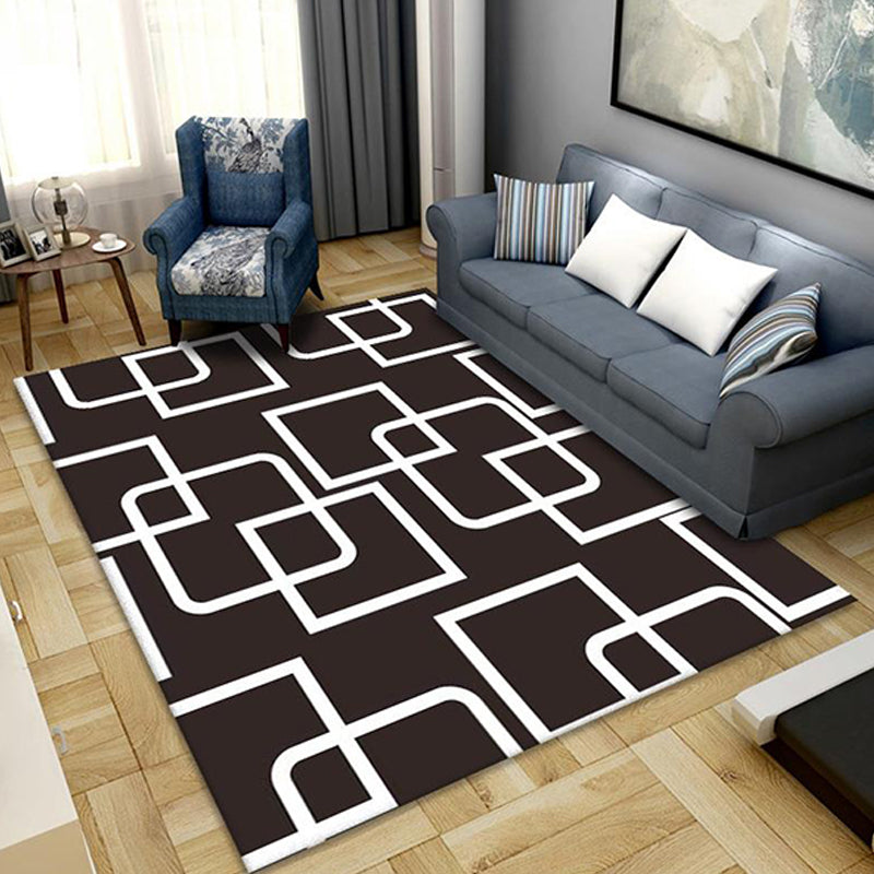 Geometric Pattern Rug Polyester Nordic Rug Washable Anti-Slip Pet Friendly Area Rug for Living Room Dark Coffee Clearhalo 'Area Rug' 'Modern' 'Rugs' Rug' 1780990