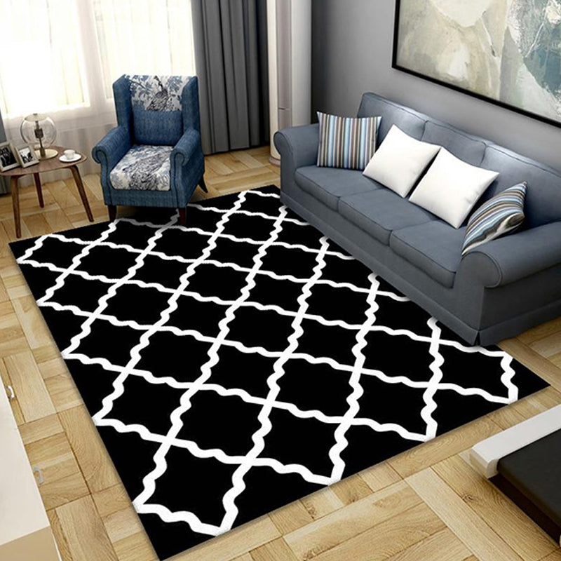 Geometric Pattern Rug Polyester Nordic Rug Washable Anti-Slip Pet Friendly Area Rug for Living Room Black Clearhalo 'Area Rug' 'Modern' 'Rugs' Rug' 1780996