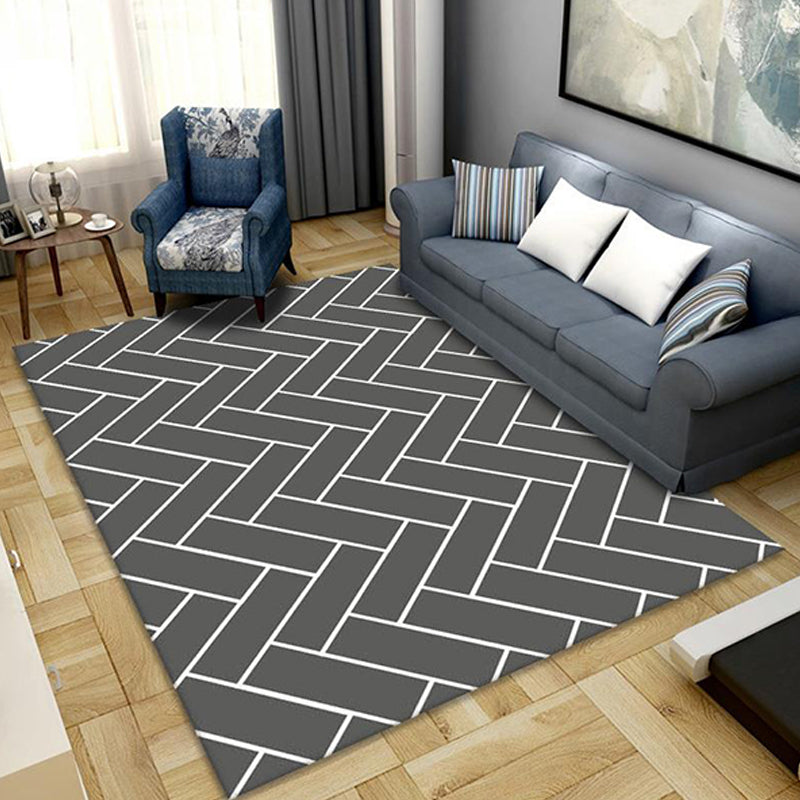 Geometric Pattern Rug Polyester Nordic Rug Washable Anti-Slip Pet Friendly Area Rug for Living Room Grey Clearhalo 'Area Rug' 'Modern' 'Rugs' Rug' 1780997