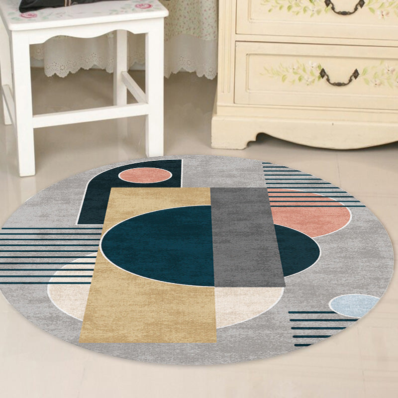 Unique Multicolor Modernist Rug Polyester Geometric and Stripe Pattern Rug Washable Pet Friendly Non-Slip Carpet for Living Room Blue Clearhalo 'Area Rug' 'Modern' 'Rugs' Rug' 1781007