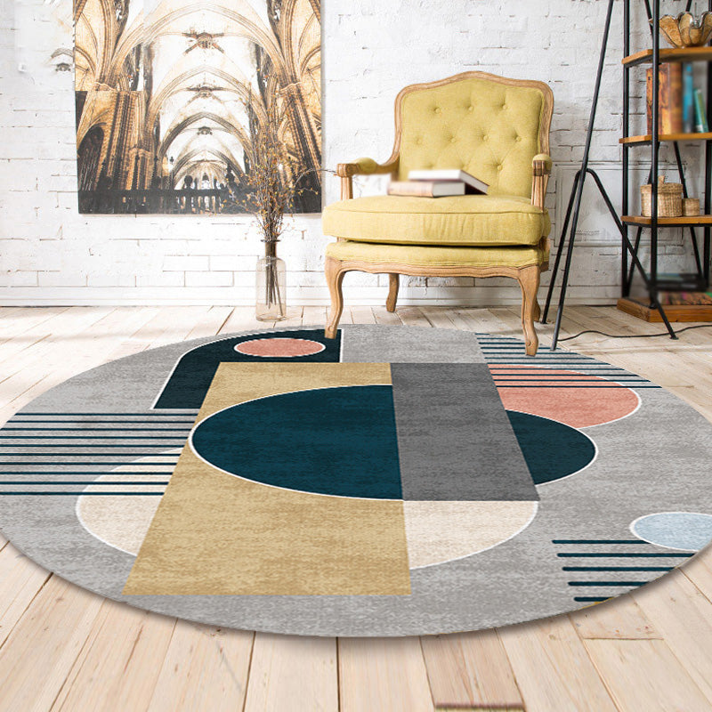 Unique Multicolor Modernist Rug Polyester Geometric and Stripe Pattern Rug Washable Pet Friendly Non-Slip Carpet for Living Room Clearhalo 'Area Rug' 'Modern' 'Rugs' Rug' 1781008