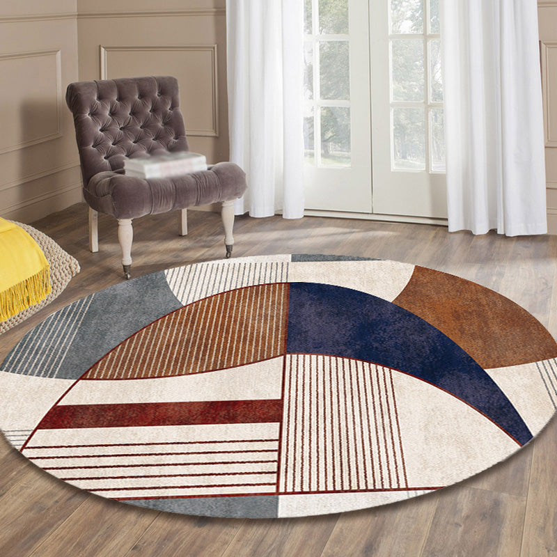 Unique Multicolor Modernist Rug Polyester Geometric and Stripe Pattern Rug Washable Pet Friendly Non-Slip Carpet for Living Room Brown Clearhalo 'Area Rug' 'Modern' 'Rugs' Rug' 1781010