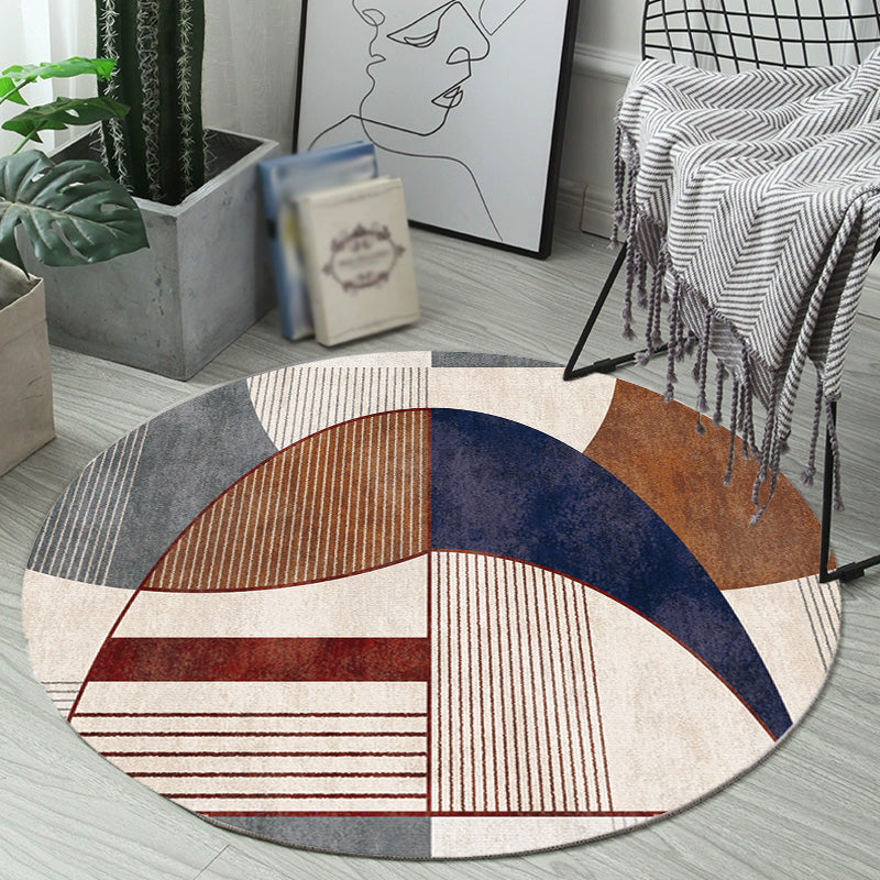 Unique Multicolor Modernist Rug Polyester Geometric and Stripe Pattern Rug Washable Pet Friendly Non-Slip Carpet for Living Room Clearhalo 'Area Rug' 'Modern' 'Rugs' Rug' 1781011