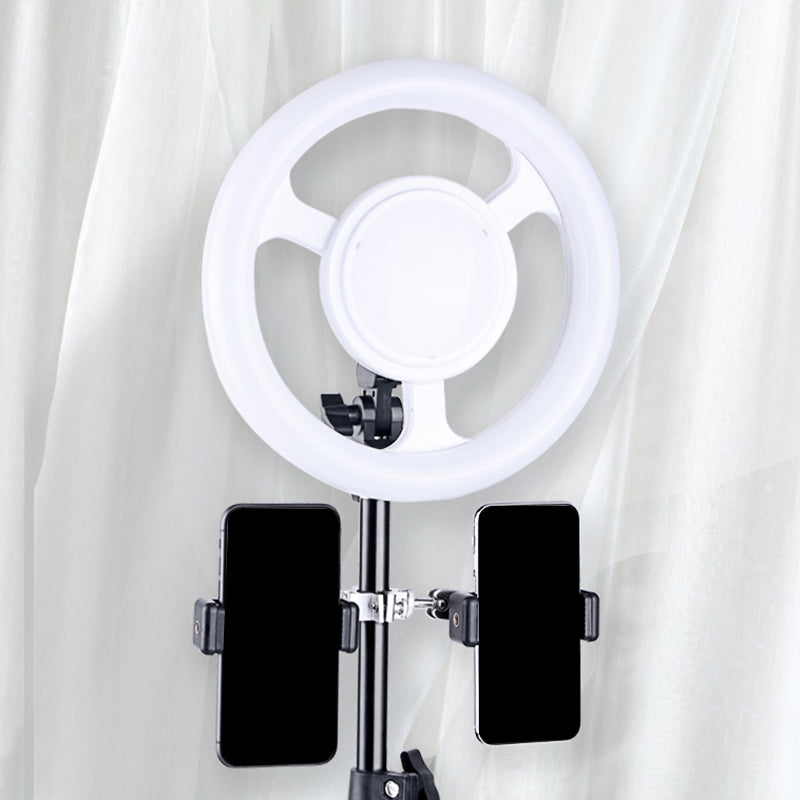 Simplicity Ring Make-Up Light Metal Phone Holder USB LED Fill-in Flash Lamp in Black Black USB Clearhalo 'Cast Iron' 'Glass' 'Industrial' 'Modern wall lights' 'Modern' 'Tiffany' 'Traditional wall lights' 'Vanity Lights' 'Wall Lights' Lighting' 1781190
