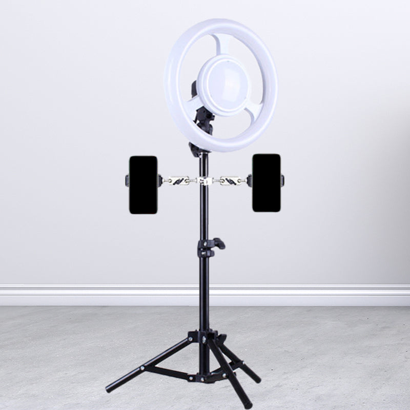 Simplicity Ring Make-Up Light Metal Phone Holder USB LED Fill-in Flash Lamp in Black Clearhalo 'Cast Iron' 'Glass' 'Industrial' 'Modern wall lights' 'Modern' 'Tiffany' 'Traditional wall lights' 'Vanity Lights' 'Wall Lights' Lighting' 1781192