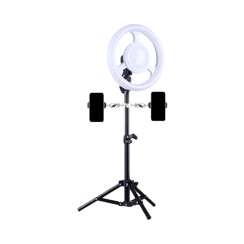 Simplicity Ring Make-Up Light Metal Phone Holder USB LED Fill-in Flash Lamp in Black Clearhalo 'Cast Iron' 'Glass' 'Industrial' 'Modern wall lights' 'Modern' 'Tiffany' 'Traditional wall lights' 'Vanity Lights' 'Wall Lights' Lighting' 1781193