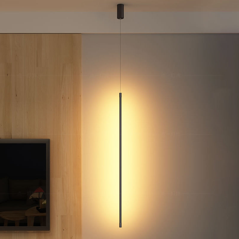 Linear Pendant Lamp Minimalism Metallic LED Black/Gold Suspended Lighting Fixture in Warm/White Light Clearhalo 'Ceiling Lights' 'Modern Pendants' 'Modern' 'Pendant Lights' 'Pendants' Lighting' 1781200