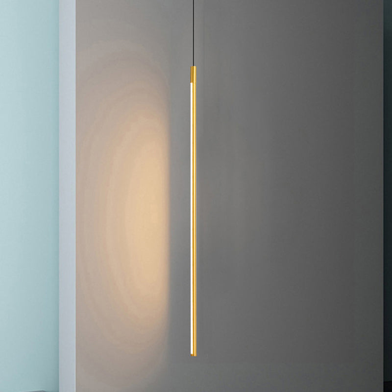 Linear Pendant Lamp Minimalism Metallic LED Black/Gold Suspended Lighting Fixture in Warm/White Light Clearhalo 'Ceiling Lights' 'Modern Pendants' 'Modern' 'Pendant Lights' 'Pendants' Lighting' 1781204