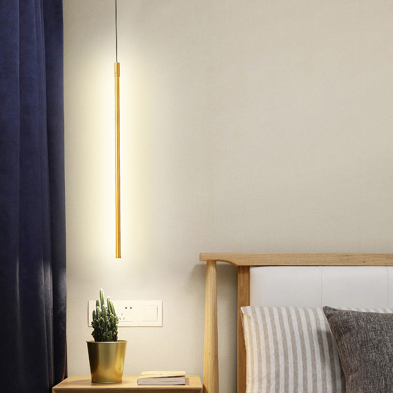 Linear Pendant Lamp Minimalism Metallic LED Black/Gold Suspended Lighting Fixture in Warm/White Light Clearhalo 'Ceiling Lights' 'Modern Pendants' 'Modern' 'Pendant Lights' 'Pendants' Lighting' 1781205