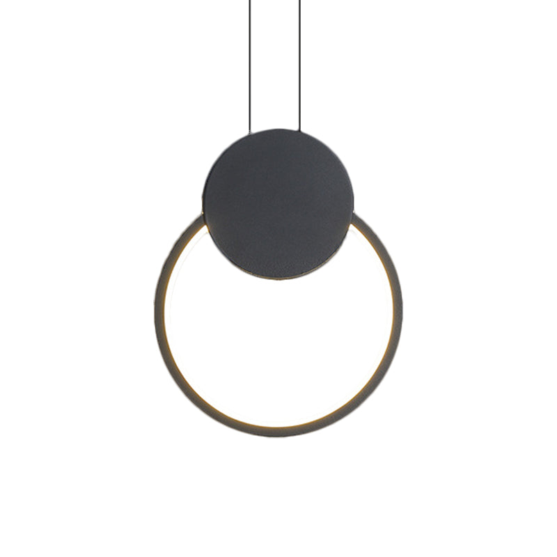 Metal Round/Rhombus Ceiling Pendant Modernist LED Black Hanging Lamp Kit in Warm/White Light for Bedroom Clearhalo 'Ceiling Lights' 'Modern Pendants' 'Modern' 'Pendant Lights' 'Pendants' Lighting' 1781225