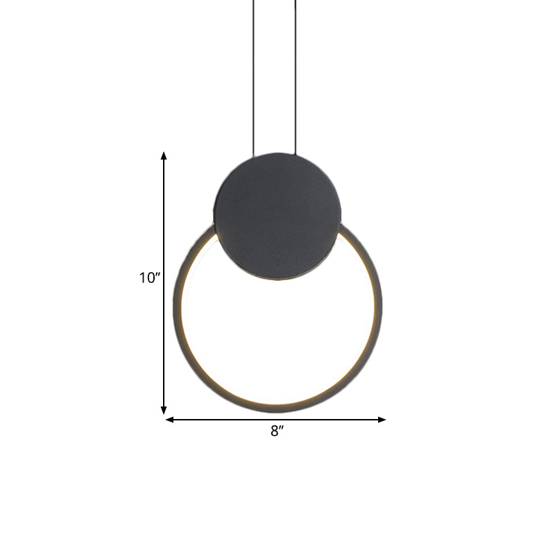 Metal Round/Rhombus Ceiling Pendant Modernist LED Black Hanging Lamp Kit in Warm/White Light for Bedroom Clearhalo 'Ceiling Lights' 'Modern Pendants' 'Modern' 'Pendant Lights' 'Pendants' Lighting' 1781227