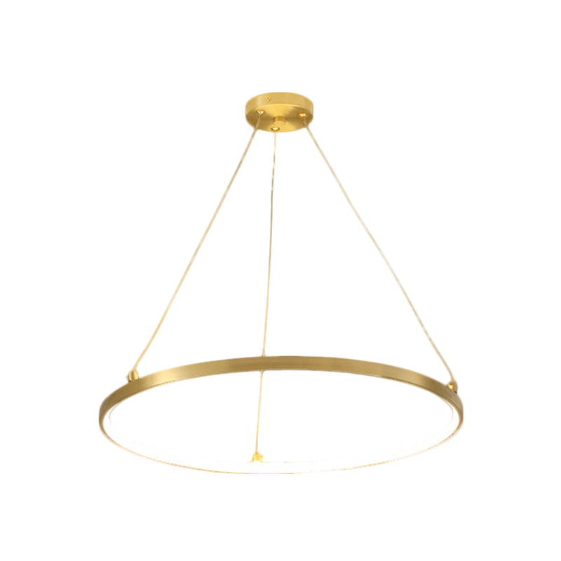 Gold Hoop Hanging Chandelier Simplicity LED Metallic Suspension Pendant for Dining Room Clearhalo 'Ceiling Lights' 'Chandeliers' 'Modern Chandeliers' 'Modern' Lighting' 1781236