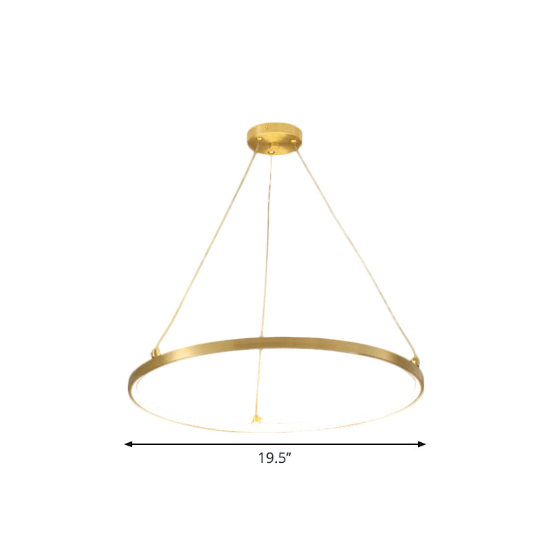 Gold Hoop Hanging Chandelier Simplicity LED Metallic Suspension Pendant for Dining Room Clearhalo 'Ceiling Lights' 'Chandeliers' 'Modern Chandeliers' 'Modern' Lighting' 1781237
