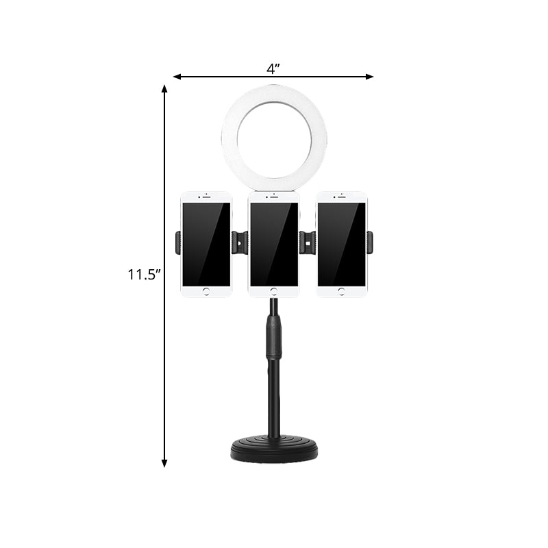 Phone Support LED Fill Flush Lamp Modern Black Finish USB Vanity Light with Round Metal Shade Clearhalo 'Cast Iron' 'Glass' 'Industrial' 'Modern wall lights' 'Modern' 'Tiffany' 'Traditional wall lights' 'Vanity Lights' 'Wall Lights' Lighting' 1781350