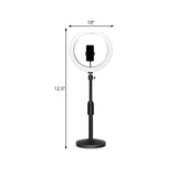 Minimalist Circular Make-Up Lamp Metal Mobile Phone Holder USB LED Fill-in Flash Light in Black Clearhalo 'Cast Iron' 'Glass' 'Industrial' 'Modern wall lights' 'Modern' 'Tiffany' 'Traditional wall lights' 'Vanity Lights' 'Wall Lights' Lighting' 1781359