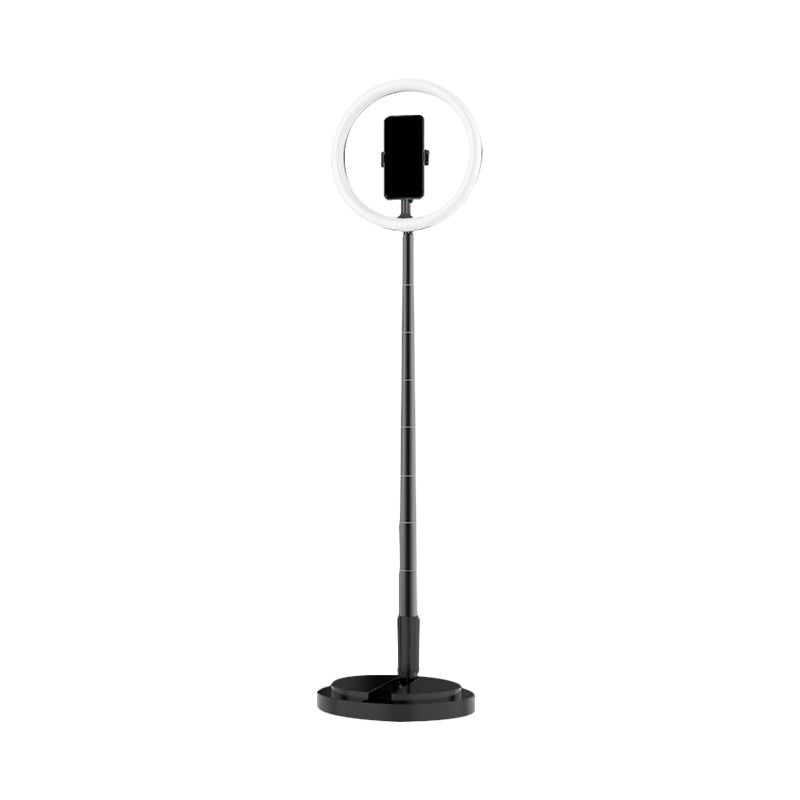 Modern Round LED Make-Up Lamp Metallic Mobile Phone Holder USB Fill Light in Black/White/Pink Clearhalo 'Cast Iron' 'Glass' 'Industrial' 'Modern wall lights' 'Modern' 'Tiffany' 'Traditional wall lights' 'Vanity Lights' 'Wall Lights' Lighting' 1781371