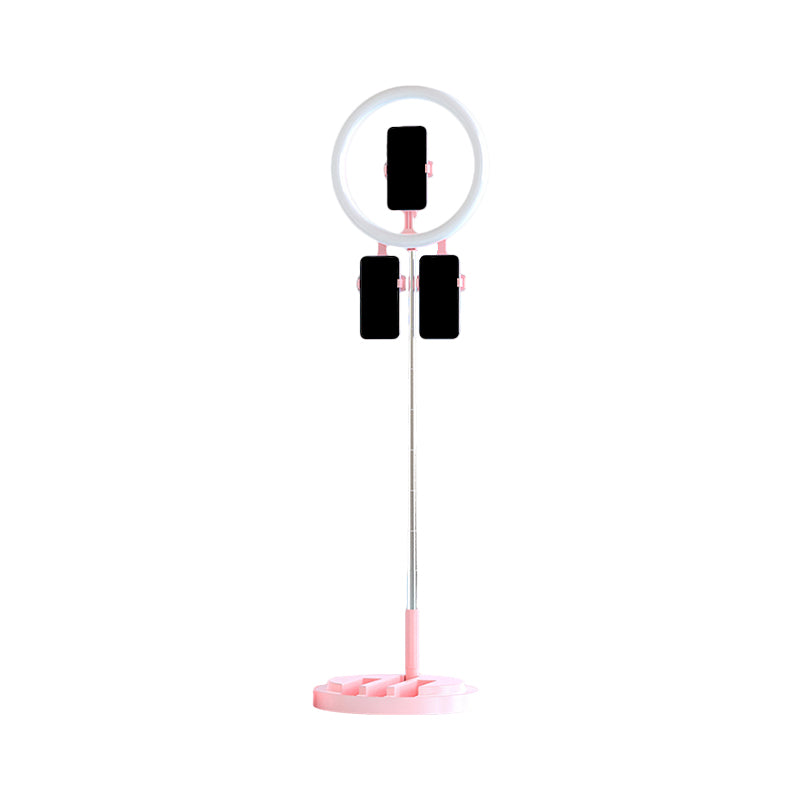 Circular LED Make-Up Light Metal Mobile Phone Support Fill Flush Lamp in Black/White/Pink with USB Port Clearhalo 'Cast Iron' 'Glass' 'Industrial' 'Modern wall lights' 'Modern' 'Tiffany' 'Traditional wall lights' 'Vanity Lights' 'Wall Lights' Lighting' 1781420