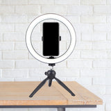 Circle Make-Up Lighting Modern Metal Mobile Phone Holder LED Fill Lamp in Black with Tripod Design Black USB Clearhalo 'Cast Iron' 'Glass' 'Industrial' 'Modern wall lights' 'Modern' 'Tiffany' 'Traditional wall lights' 'Vanity Lights' 'Wall Lights' Lighting' 1781430