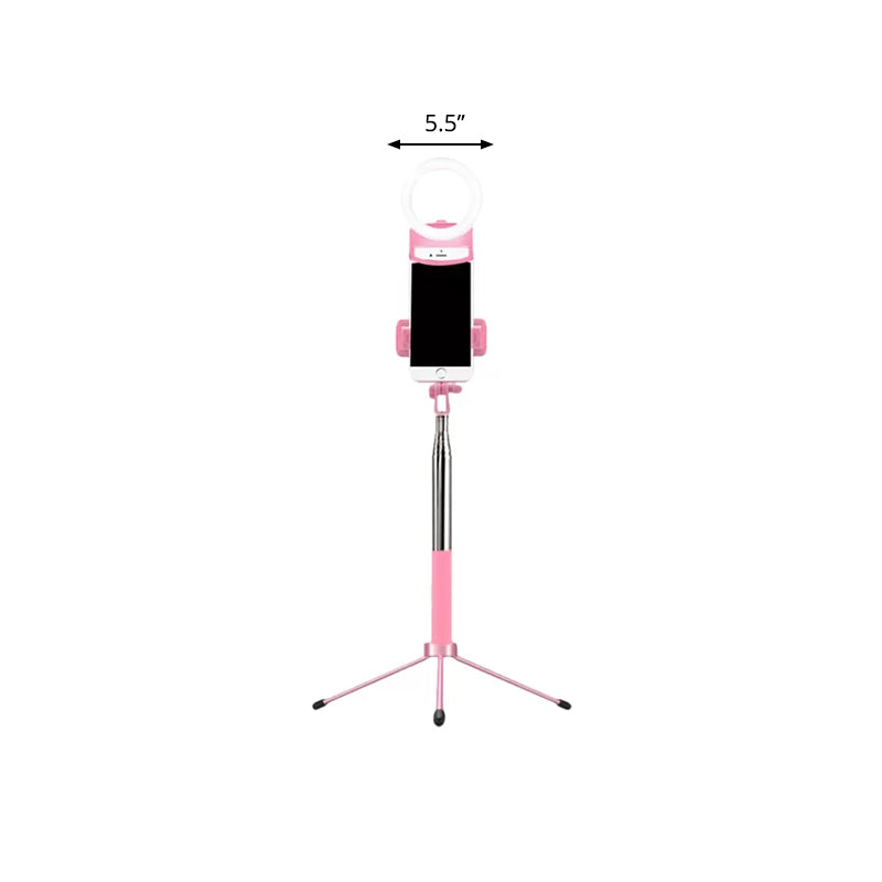 Ring Make-Up Lamp Contemporary Metal Mobile Phone Holder LED Fill Flush Light in Pink Clearhalo 'Cast Iron' 'Glass' 'Industrial' 'Modern wall lights' 'Modern' 'Tiffany' 'Traditional wall lights' 'Vanity Lights' 'Wall Lights' Lighting' 1781457