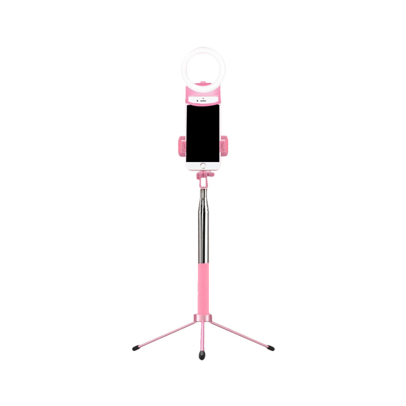 Ring Make-Up Lamp Contemporary Metal Mobile Phone Holder LED Fill Flush Light in Pink Clearhalo 'Cast Iron' 'Glass' 'Industrial' 'Modern wall lights' 'Modern' 'Tiffany' 'Traditional wall lights' 'Vanity Lights' 'Wall Lights' Lighting' 1781458