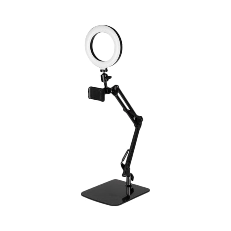 Mobile Phone Support LED Vanity Lamp Modernist Black USB Fill-in Flash Light with Round Metal Shade Clearhalo 'Cast Iron' 'Glass' 'Industrial' 'Modern wall lights' 'Modern' 'Tiffany' 'Traditional wall lights' 'Vanity Lights' 'Wall Lights' Lighting' 1781516