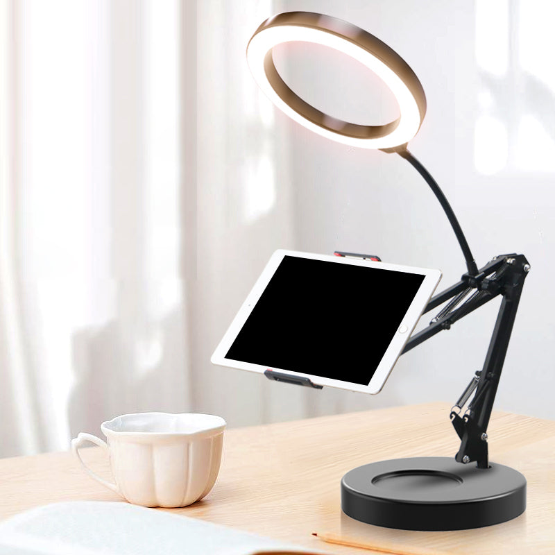 LED Make-Up Light Minimalist Metal Mobile Phone Holder Fill Lamp in Black with Foldable Arm Black USB Clearhalo 'Cast Iron' 'Glass' 'Industrial' 'Modern wall lights' 'Modern' 'Tiffany' 'Traditional wall lights' 'Vanity Lights' 'Wall Lights' Lighting' 1781518