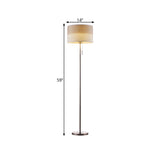 Beige Cylinder Floor Standing Lamp Minimal Fabric 1 Light Fabric Reading Floor Light with Pull Chain Clearhalo 'Floor Lamps' 'Lamps' Lighting' 1781548