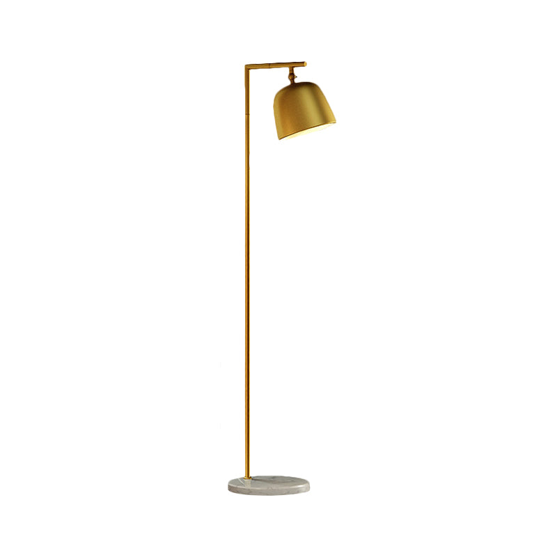 Minimal Bucket Reading Floor Light Metal 1-Light Bedroom Floor Reading Lighting in Black/Gold Clearhalo 'Floor Lamps' 'Lamps' Lighting' 1781573